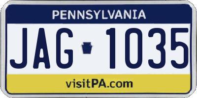 PA license plate JAG1035