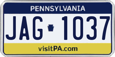 PA license plate JAG1037