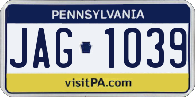 PA license plate JAG1039