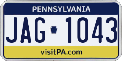 PA license plate JAG1043