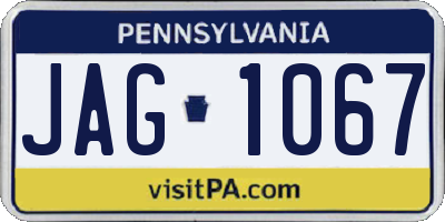 PA license plate JAG1067