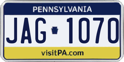 PA license plate JAG1070