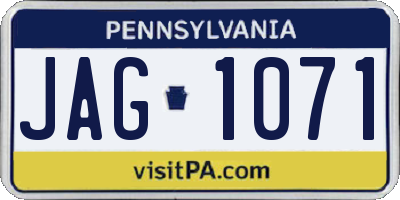 PA license plate JAG1071