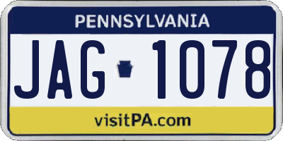 PA license plate JAG1078