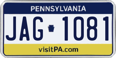 PA license plate JAG1081