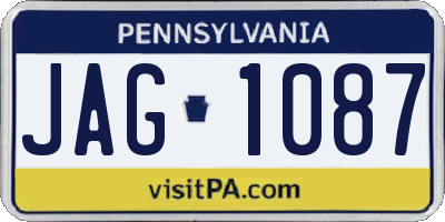 PA license plate JAG1087