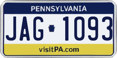 PA license plate JAG1093