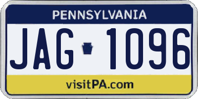 PA license plate JAG1096