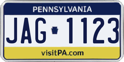 PA license plate JAG1123