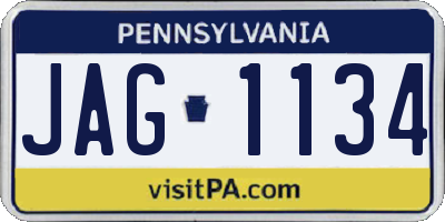 PA license plate JAG1134