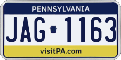 PA license plate JAG1163