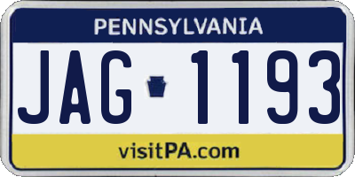 PA license plate JAG1193