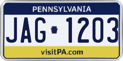 PA license plate JAG1203