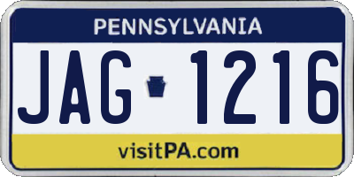 PA license plate JAG1216