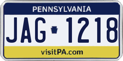 PA license plate JAG1218