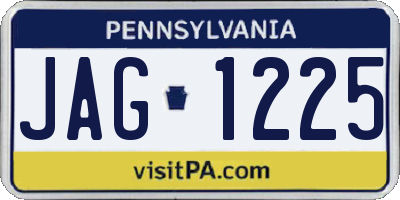 PA license plate JAG1225