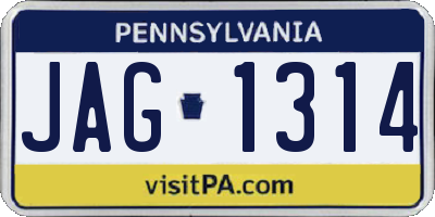 PA license plate JAG1314