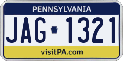 PA license plate JAG1321