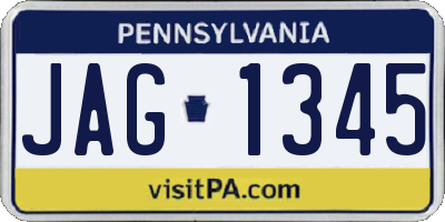 PA license plate JAG1345