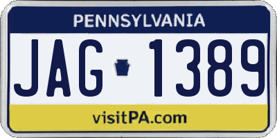 PA license plate JAG1389