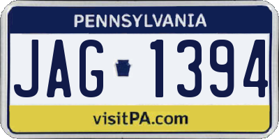 PA license plate JAG1394