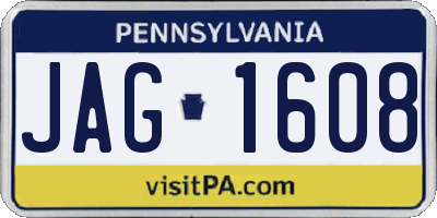 PA license plate JAG1608
