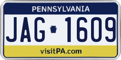 PA license plate JAG1609
