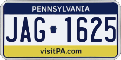 PA license plate JAG1625