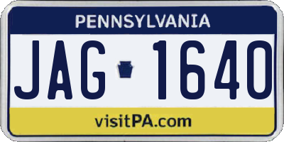 PA license plate JAG1640