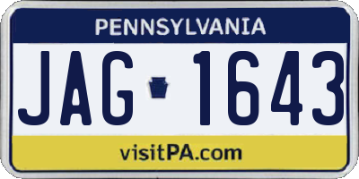 PA license plate JAG1643