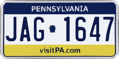 PA license plate JAG1647