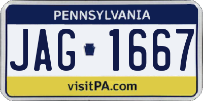 PA license plate JAG1667
