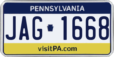 PA license plate JAG1668