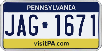 PA license plate JAG1671