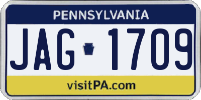 PA license plate JAG1709