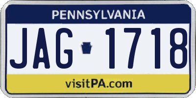 PA license plate JAG1718