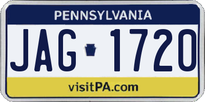 PA license plate JAG1720