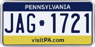 PA license plate JAG1721