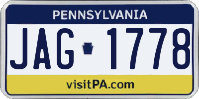 PA license plate JAG1778