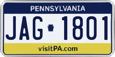 PA license plate JAG1801