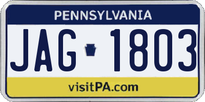 PA license plate JAG1803