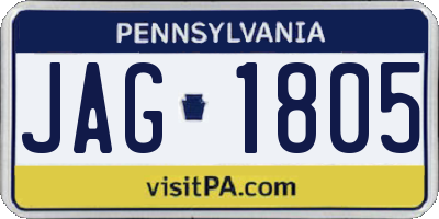 PA license plate JAG1805