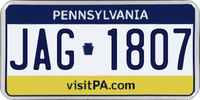 PA license plate JAG1807
