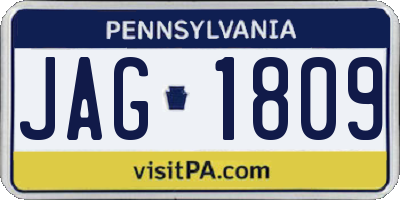 PA license plate JAG1809