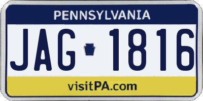 PA license plate JAG1816