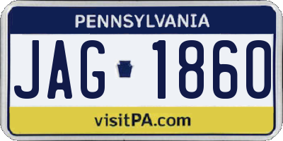 PA license plate JAG1860