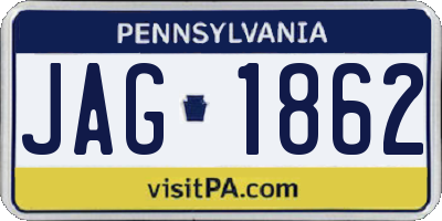 PA license plate JAG1862