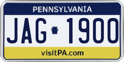 PA license plate JAG1900