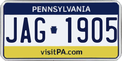 PA license plate JAG1905