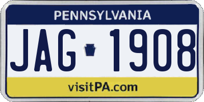 PA license plate JAG1908